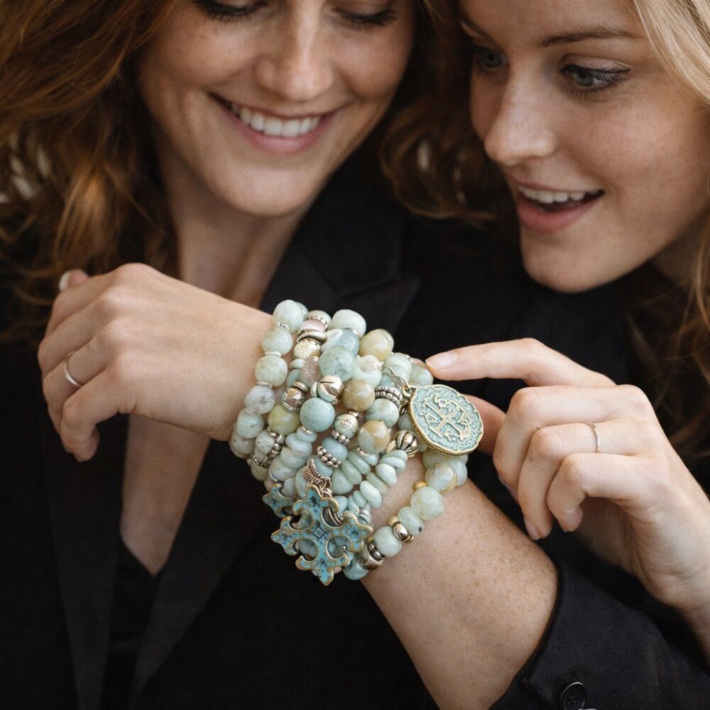 Cake Mix Amazonite Bracelets set of 6 - by Julio Designs - Picture 3 of 8